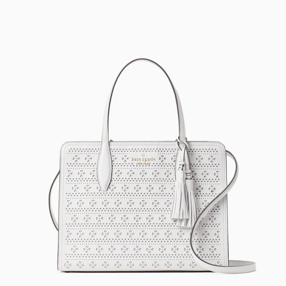 kate spade Handbags - NWT Kate Spade White perf medium top zip satchel